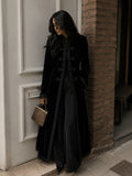 Manteau Long en Cachemire Noir Brodé