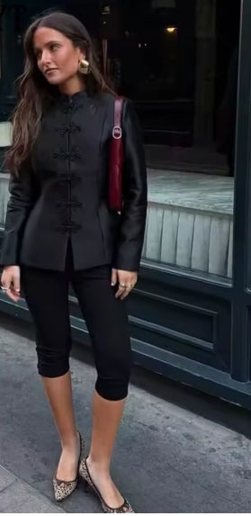 Veste Mandarin Noir