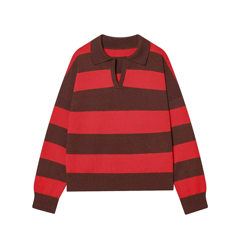 Pull Maille Rayé Col Polo