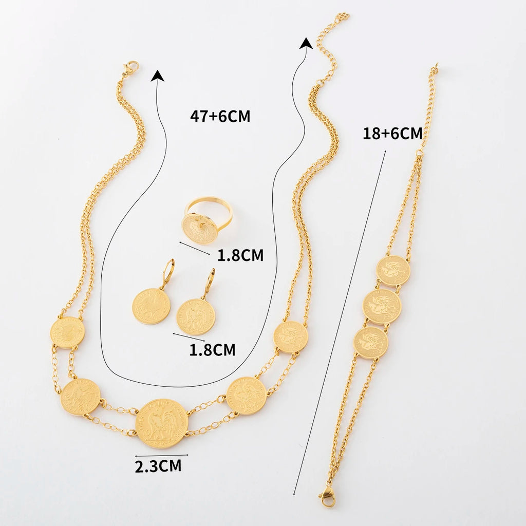 Parure Dorée Élégance Noire – 4 Pièces