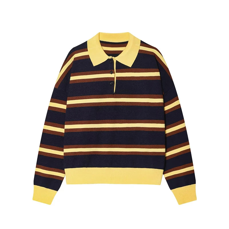 Pull Maille Rayé Col Polo