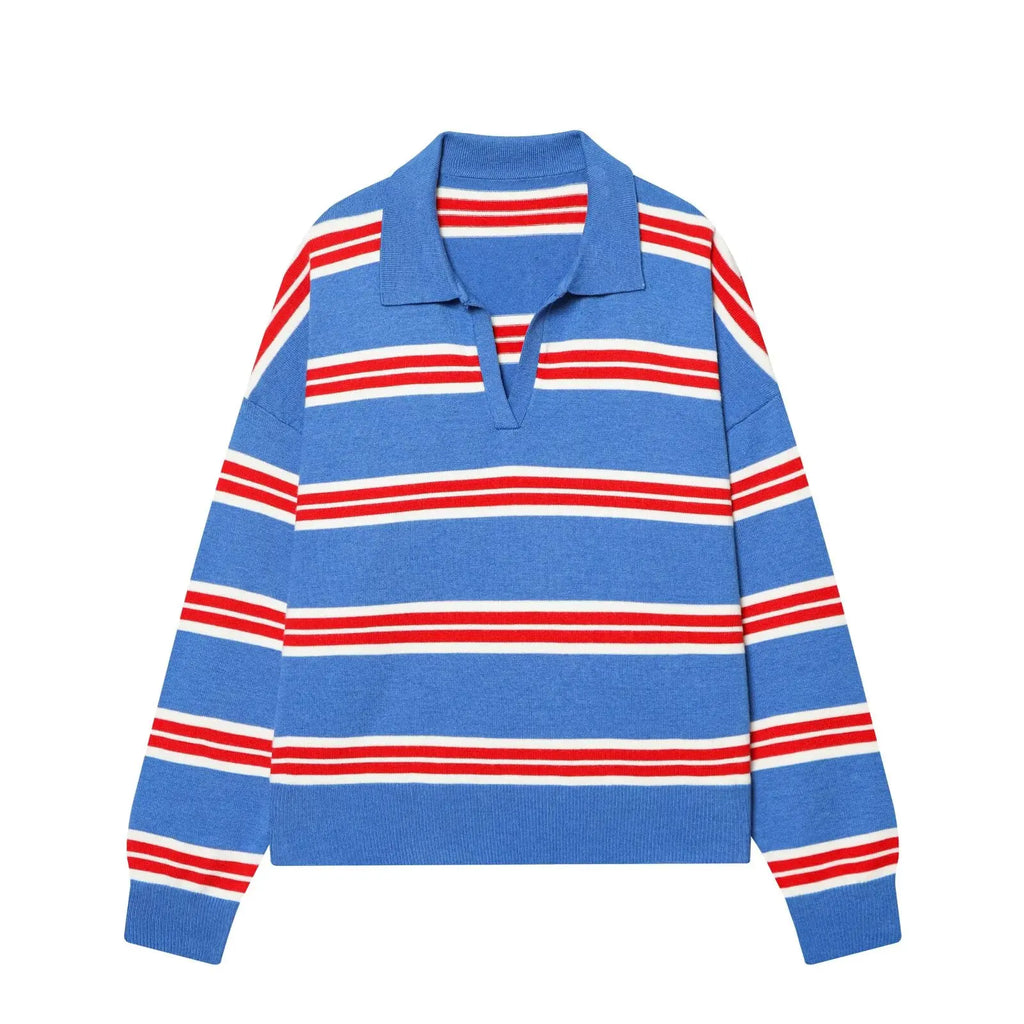 Pull Maille Rayé Col Polo