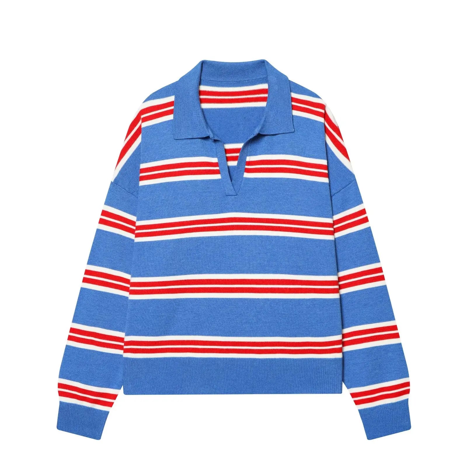 Pull Maille Rayé Col Polo
