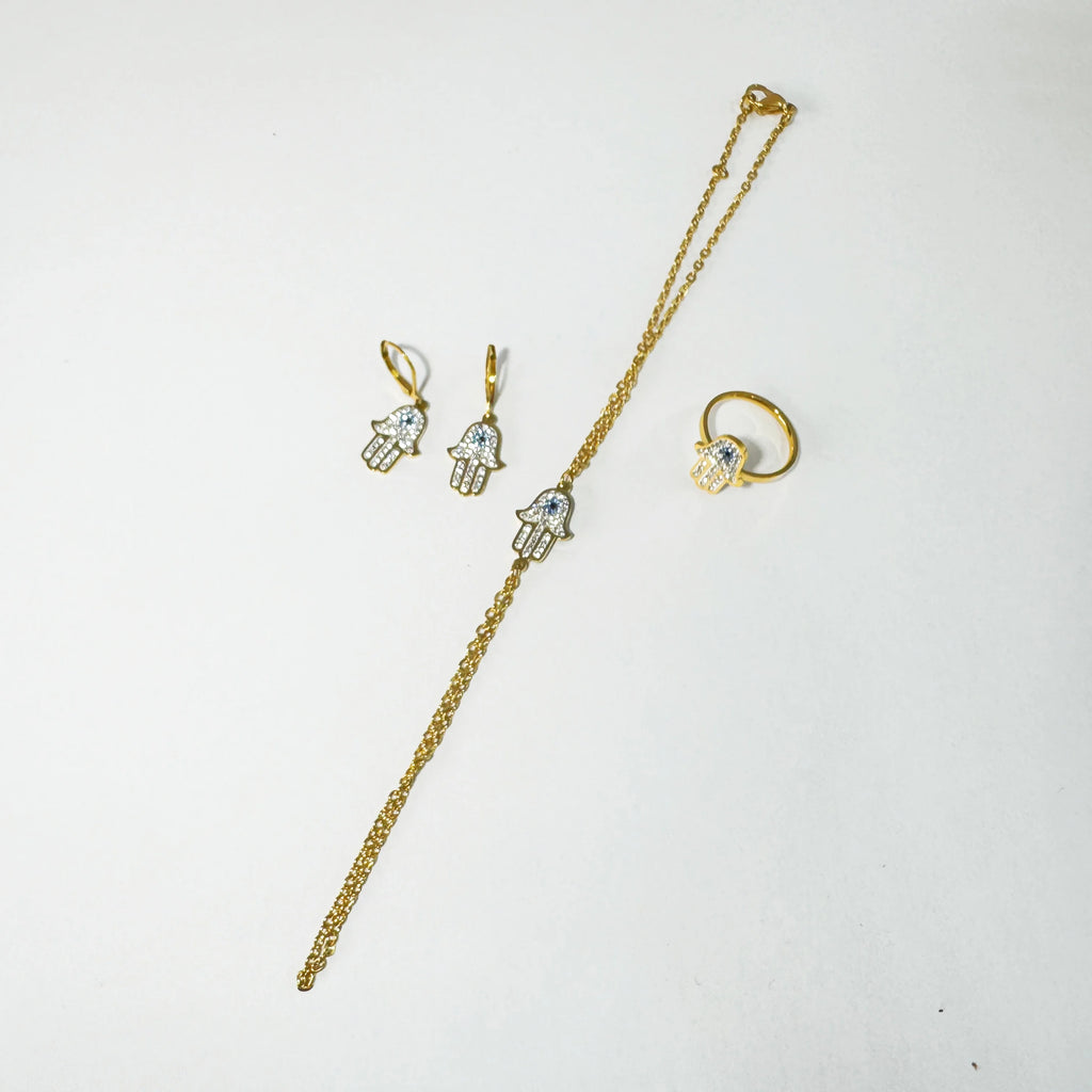 Parure Dorée Élégance Noire – 4 Pièces