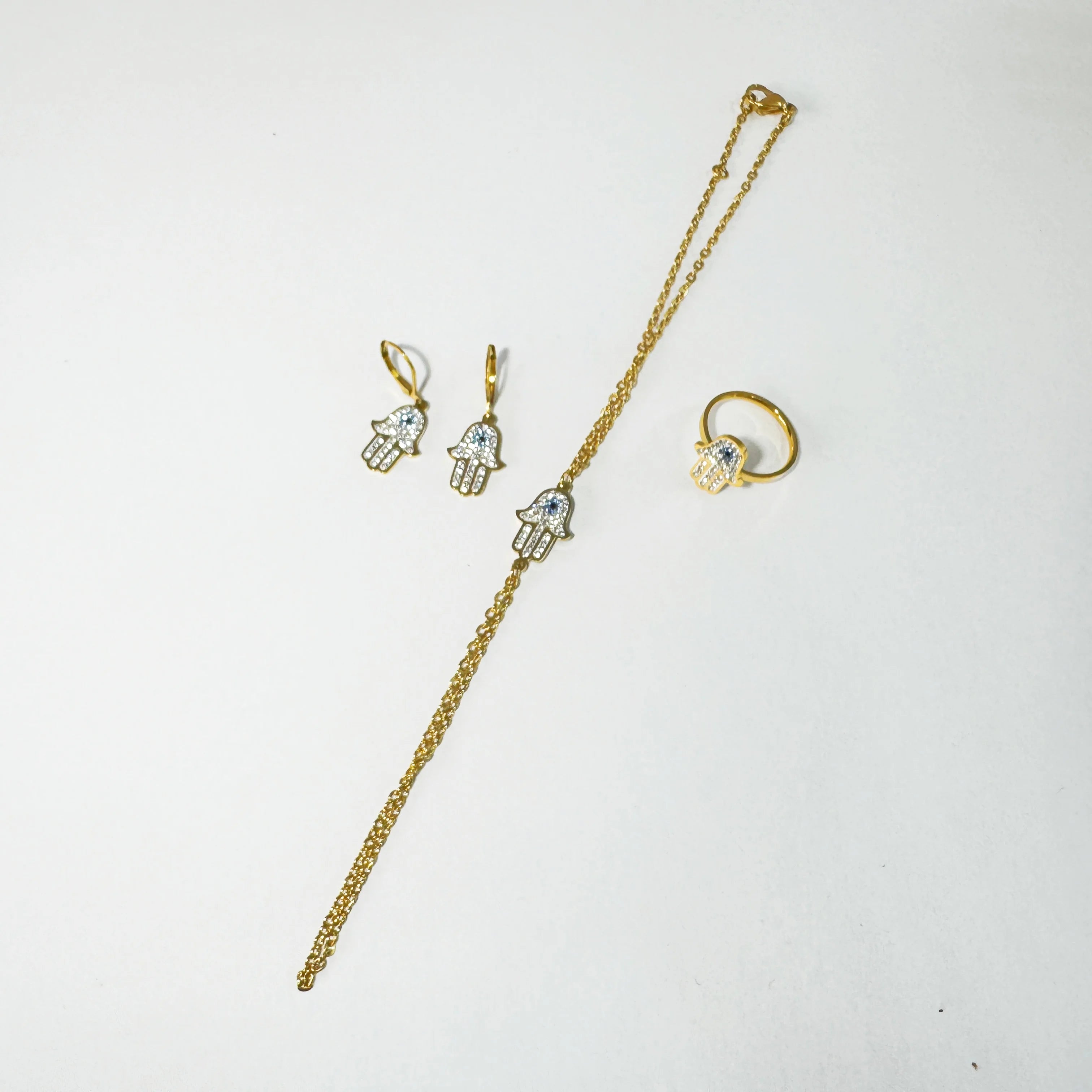 Parure Dorée Élégance Noire – 4 Pièces