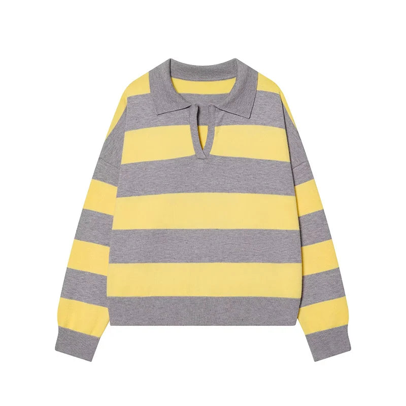 Pull Maille Rayé Col Polo