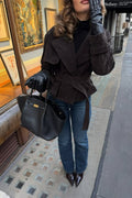 Veste Ceinturée en Daim Chocolat